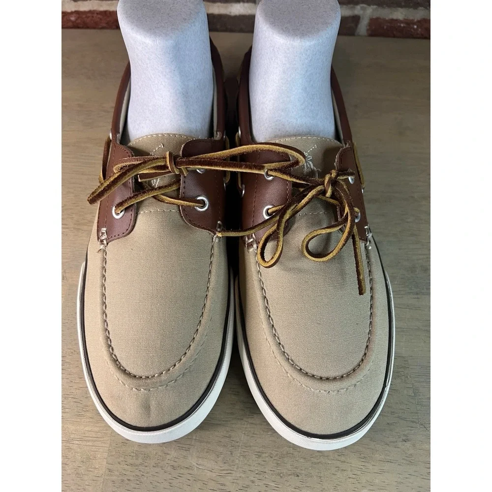 Polo‎ Ralph Lauren Rylander Boat Shoes Men's Size 12 D Beige Tan Casual Loafers